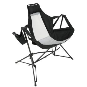 Hammock Camping Chair Folding Portable Rocking Chair Aluminum Alloy Adjustable Backrest With Pillow Cup Holder Outdoor Travel Lawn  Lounge Chair